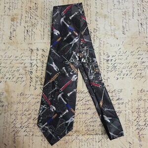 VTG Home Improvement Tie Men's Regular Black w/ Tool Design